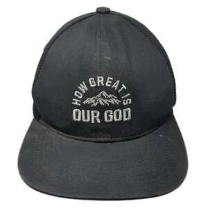 GOEX Trucker Hat Black OSFM How Great Is Our God Mountain Embroidered Snapback